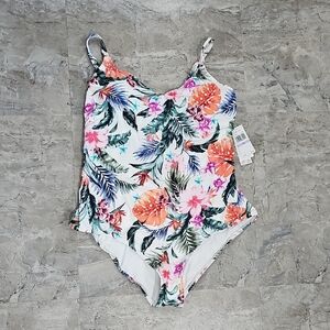 NWT Jantzen Tropical Floral One Piece Swimsuit -  Size 18
